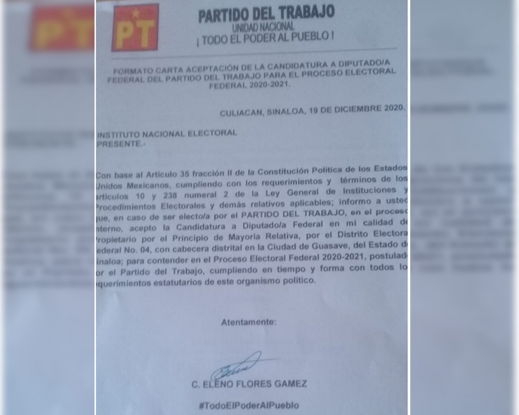 Presenta el PT prueba de intención de registro de Eleno Flores; PRI no aporta nada y posterga el prerregistro formal