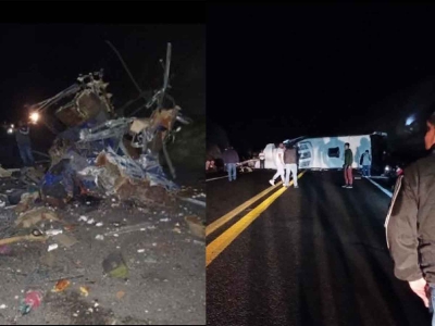 Choca autobús de pasajeros contra trailer en Oaxaca; hay al menos 15 muertos y 36 heridos