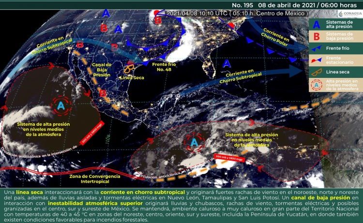 Lluvias eléctricas y rachas de viento para el Norte de México