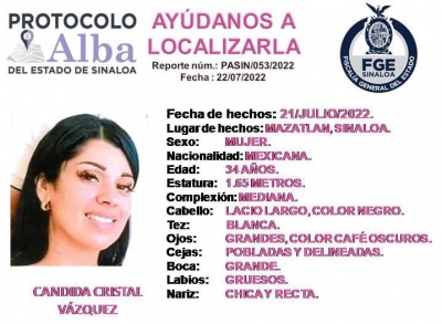 FGE activ&oacute; el protocolo de Alerta Amber por la desaparici&oacute;n de Candida Cristal