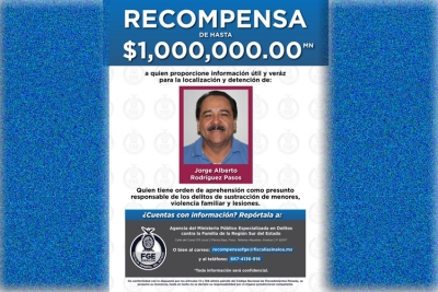 FGE ofrece recompensa de 1 mdp por ex alcalde Mazatlán, Jorge Alberto Rodríguez Pasos