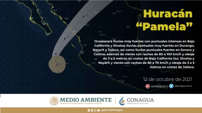 Adelanta &ldquo;Pamela&rdquo; pron&oacute;stico: tocar&aacute; tierra en la madrugada: Conagua