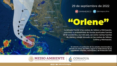 Tormenta Tropical &quot;Orlene&quot; no representa peligro para Sinaloa