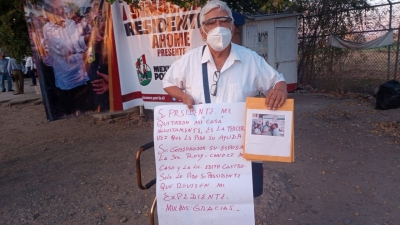 Adulto mayor reclama la ayuda del presidente L&oacute;pez Obrador por tercera vez