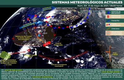 Lluvias puntuales a muy fuertes en el Norte y Noreste de M&eacute;xico