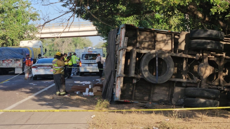 Fallece chofer de torton en accidente de carretera, en Quilá, en Maxipista Culiacán-Mazatlán