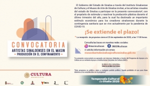 Amplía el ISIC la convocatoria Artistas Sinaloenses en el MASIN, Producción en el confinamiento