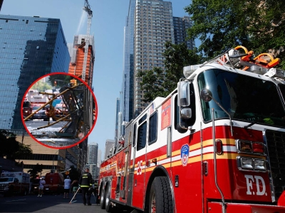 Grúa se incendia y desploma en Nueva York; hay varios heridos