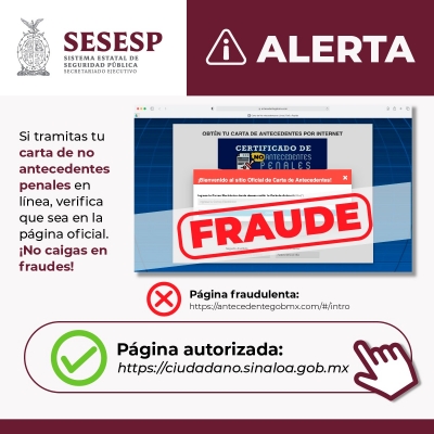 &iexcl;No caigas en fraudes! Alerta SESESP sobre p&aacute;gina falsa para cartas de no antecedentes penales