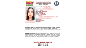 Activan Alerta Amber para localizar a Ana Karina Moreno Saldaña de 13 años de edad que fue vista por última vez en el poblado de Cristo Rey, en Escuinapa