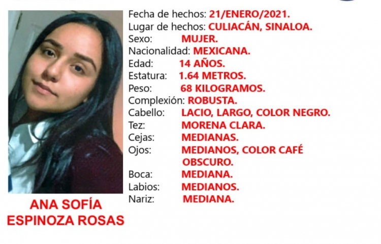 Ayudanos a encontrar a ANA SOFIA; tiene 15 años