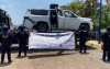 Del enfrentamiento en la colonia Tierra Blanca, aseguran camioneta blindada, armamento, equipo táctico y antidron en Culiacán