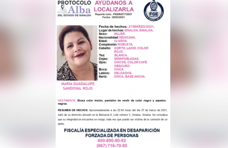 Desaparece Mar&iacute;a Guadalupe en Sinaloa de Leyva, &iexcl;ayuda a encontrarla!