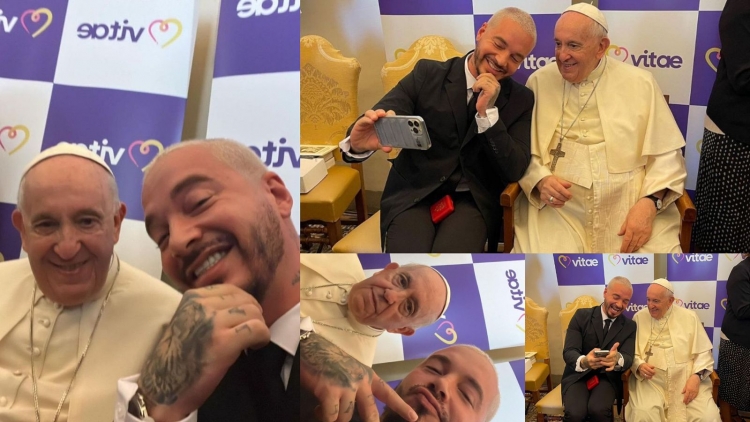 J Balvin se re&uacute;ne con el Papa Francisco y hasta selfies se toman
