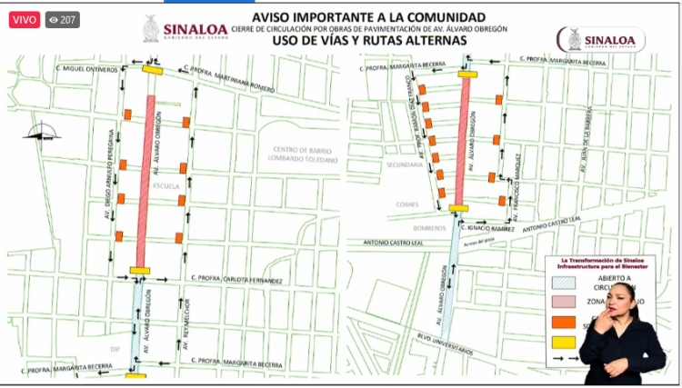 Por regeneración cerrarán la avenida Álvaro Obregón al norte