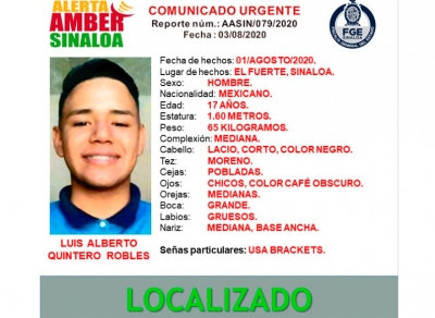 Localizan a Luis Alberto; hab&iacute;a desaparecido en Mochicahui, El Fuerte