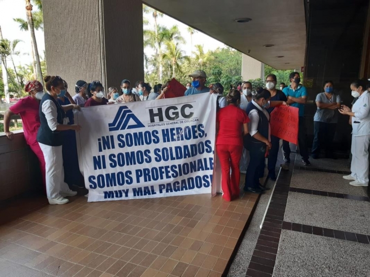 Trabajadores del Hospital General de Culiacán exigen que se les pague el bono Covid