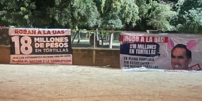 Amanecen mantas contra el rector de la UAS y el PAS, en principales ciudades del estado