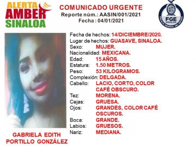 Buscan a Gabriela Edith en Guasave, desapareció el pasado 14 de diciembre