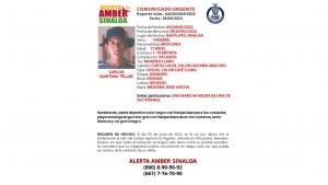 Activan Alerta Amber para la locaci&oacute;n de Carlos Quintana T&eacute;llez de 17 a&ntilde;os de edad, que desapareci&oacute; en Navolato