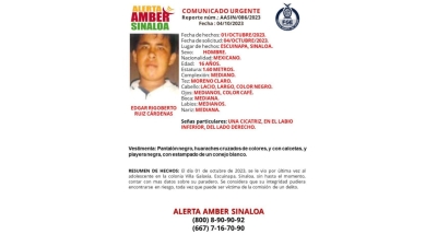 Activan Alerta Amber para la localización de Edgar Rigoberto de 16 años de edad que desapareció en Escuinapa