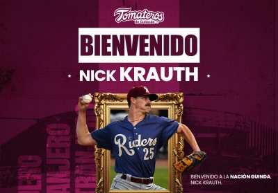 Nick Krauth se suma al bullpen de los Tomateros