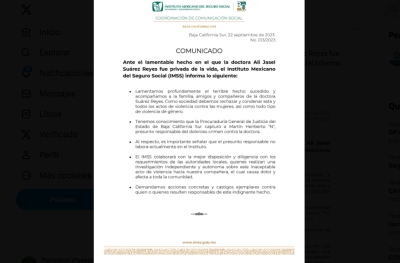 Detienen a presunto responsable del feminicidio de la doctora, Alli Jasel Su&aacute;rez Reyes, que era originaria de Santa Rosal&iacute;a en Baja California