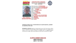 Activan Alerta Amber para localizar a Axel Gonzalo Inzunza Martínez de 4 años de edad, que fue visto por última vez en la sindicatura Villa Ángel La Palma, en Navolato