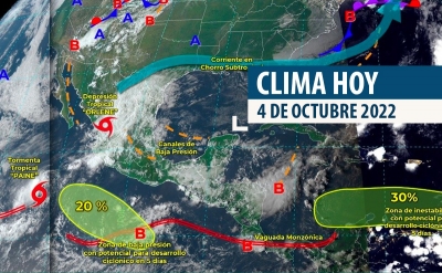 Clima hoy 04 de octubre: Lluvias fuertes con puntuales muy fuertes en Sinaloa, Colima, Nayarit, Aguascalientes, Guanajuato, Jalisco y Michoacán