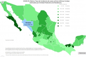 M&eacute;xico sum&oacute; 20 mil 872 contagios de COVID-19 este domingo