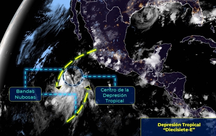 LA DEPRESIÓN TROPICAL &quot;DIECISIETE-E&quot; SE INTENSIFICA GRADUALMENTE.