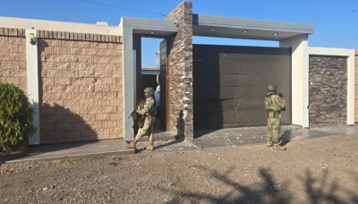 Grupo Interinstitucional asegura un salón de eventos vandalizado, un vehículo pesado y un artefacto explosivo, en Navolato