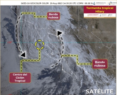 El Hurac&aacute;n &lsquo;Hilary&rsquo; se degrada a Tormenta Tropical, se&ntilde;ala la CONAGUA