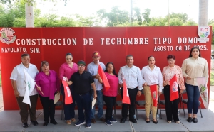 Encabeza el Alcalde de Navolato el inicio de la construcción de techumbre en plazuela.