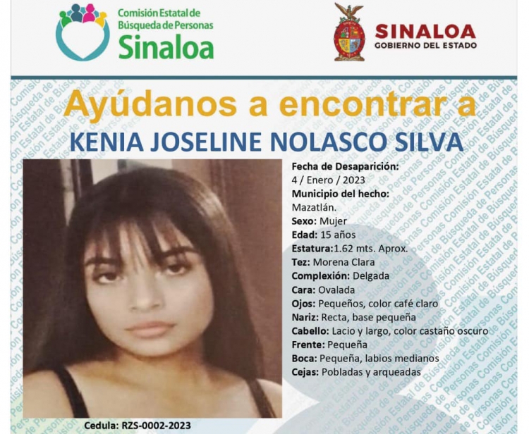 También buscan a Kenia Joseline, desapareció en Mazatlán