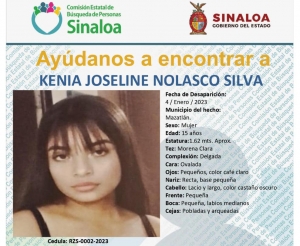 Tambi&eacute;n buscan a Kenia Joseline, desapareci&oacute; en Mazatl&aacute;n