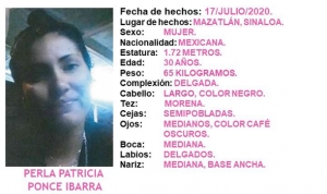 La FGE solicita el apoyo de la ciudadania para localizar a PERLA PATRICIA