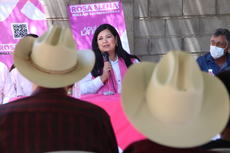 Que no declina y va hasta el final en la disputa por la gubernatura, dice Rosa Elena Millán
