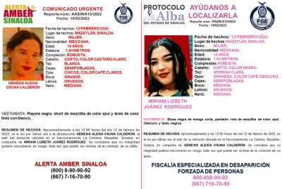 Desaparecen G&eacute;nesis y M&iacute;riam en Mazatl&aacute;n