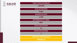 Sinaloa registr&oacute; 43 contagios, y cero muertes relacionadas al COVID-19 las &uacute;ltimas 24 horas