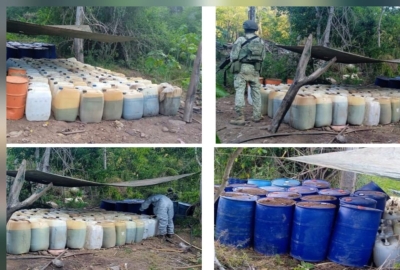 Fuerzas federales localizan e inhabilitan un área de almacenamiento de sustancias químicas en Culiacán