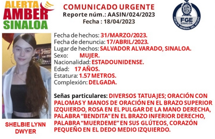 Desaparece jovencita estadounidense en la ciudad de Guamúchil, Sinaloa