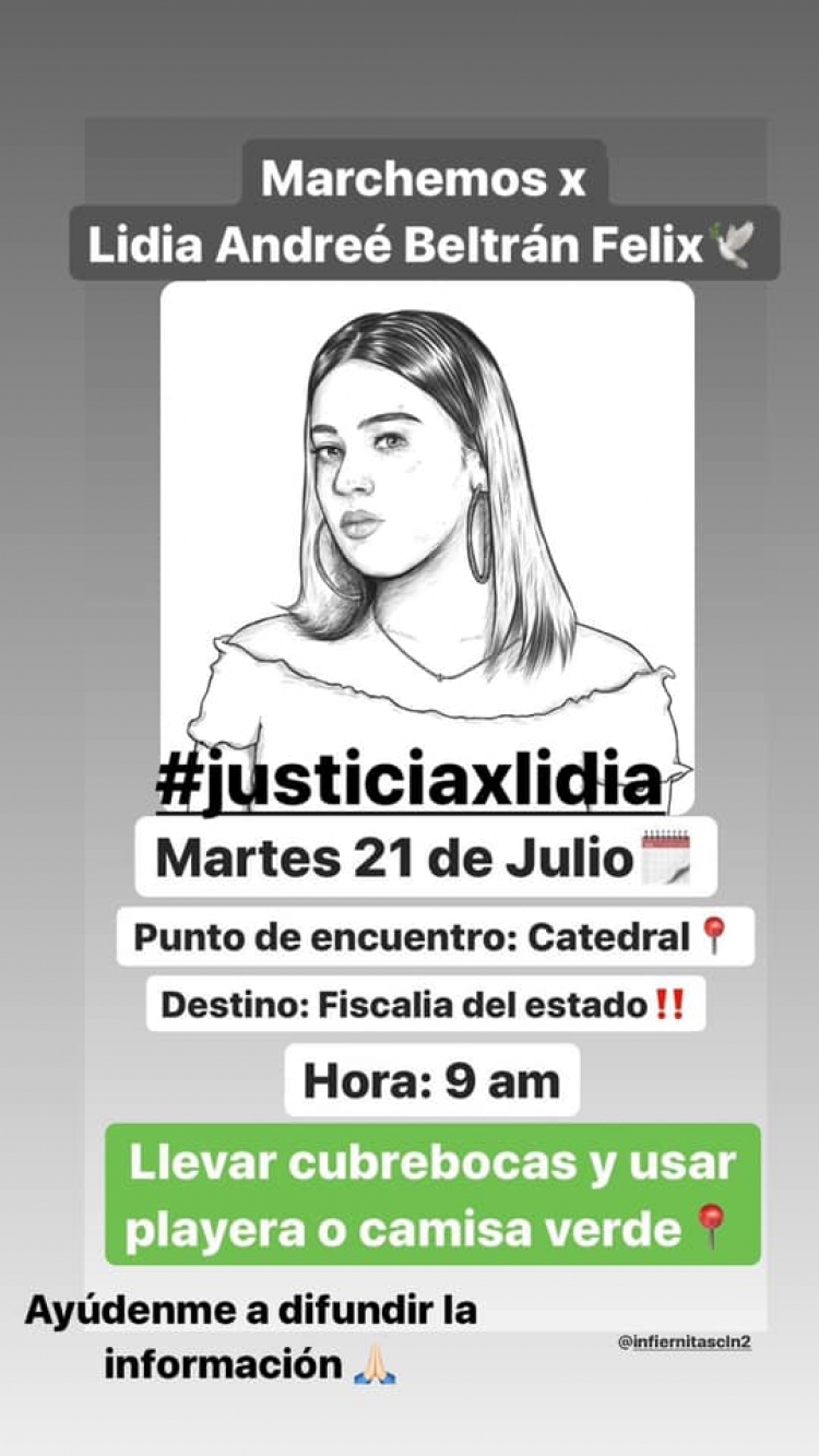 Marcharán este martes en exigencia de justicia para Lidia Andree.