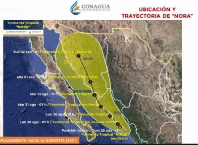 Acuerdan autoridades acciones ante la llegada de la tormenta &acute;Nora&acute; a Sinaloa