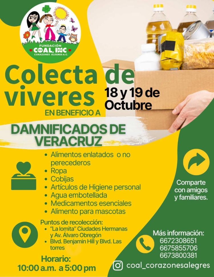 &iexcl;Sinaloa, solidario con Veracruz! abre centro de acopio en La Lomita en Culiac&aacute;n