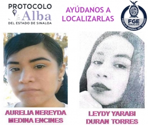 Desaparecen Nereyda en Angostura y Leydy Yarubi en Guasave