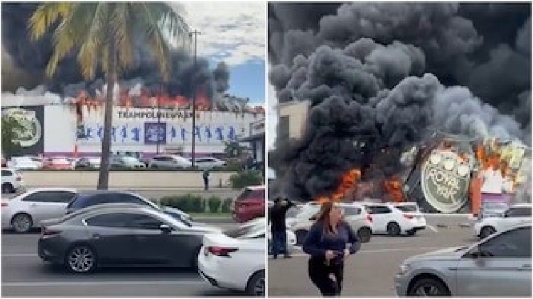 Se queman por completo un negocio de trampolines y Casino en Plaza Cinépolis, sobre el Blvd. Pedro Infante, en Culiacán