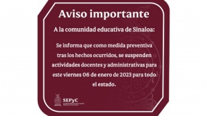 Suspensi&oacute;n de labores a maestros y para personal de SEPyC