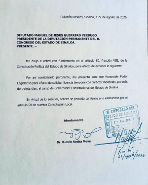 &iexcl;Otra vez! Rocha Moya pide licencia indefinida; apenas ayer hab&iacute;a regresado a la gubernatura
