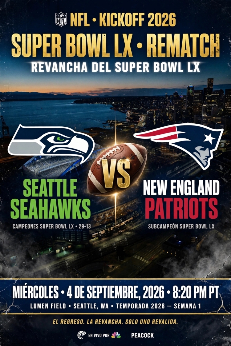 Arranca la NFL 2026 con revancha del Super Bowl: Seattle-Nueva Inglaterra